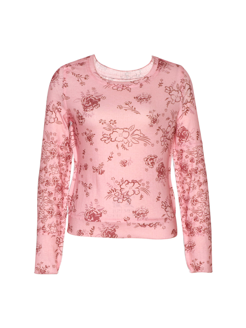 Ditsy Bloom Print Long Sleeve T-Shirt - Pink