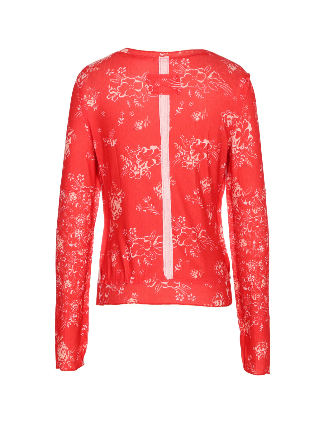 Ditsy Bloom Print Long Sleeve T-Shirt - Red - 1