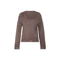 Distressed Crewneck Knit Sweater Top - Coffee