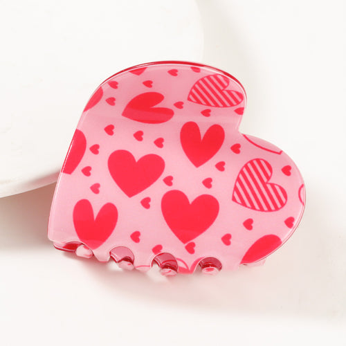 Allover Heart Print Claw Hair Clip - Color_01