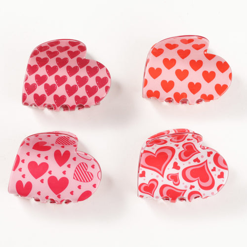 Allover Heart Print Claw Hair Clip