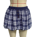 Y2K Plaid Bubble Hem Mini Skirt - Darkblue