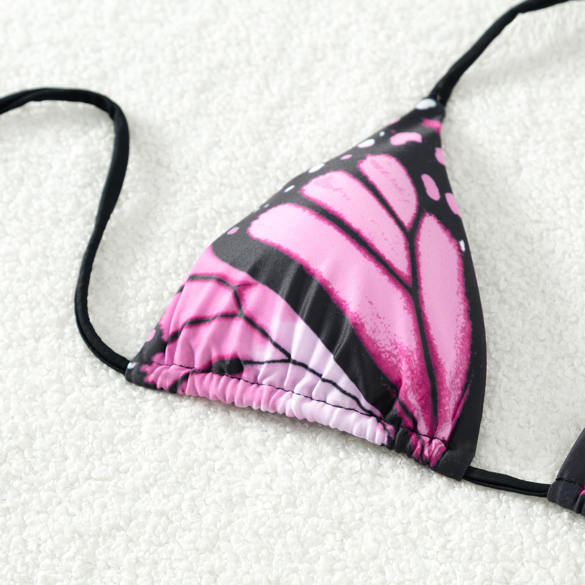 Butterfly Wing Print String Bikini Set - Purple - 6
