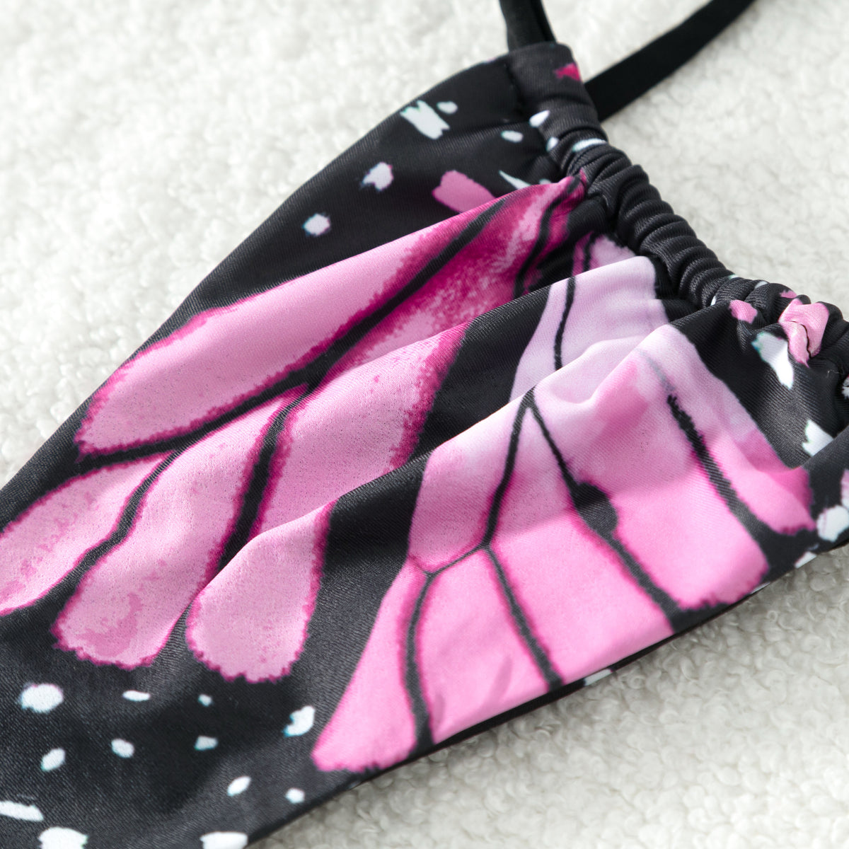 Butterfly Wing Print String Bikini Set - Purple - 7