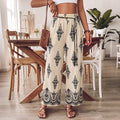 Medallion Border Print Palazzo Pants - Apricot