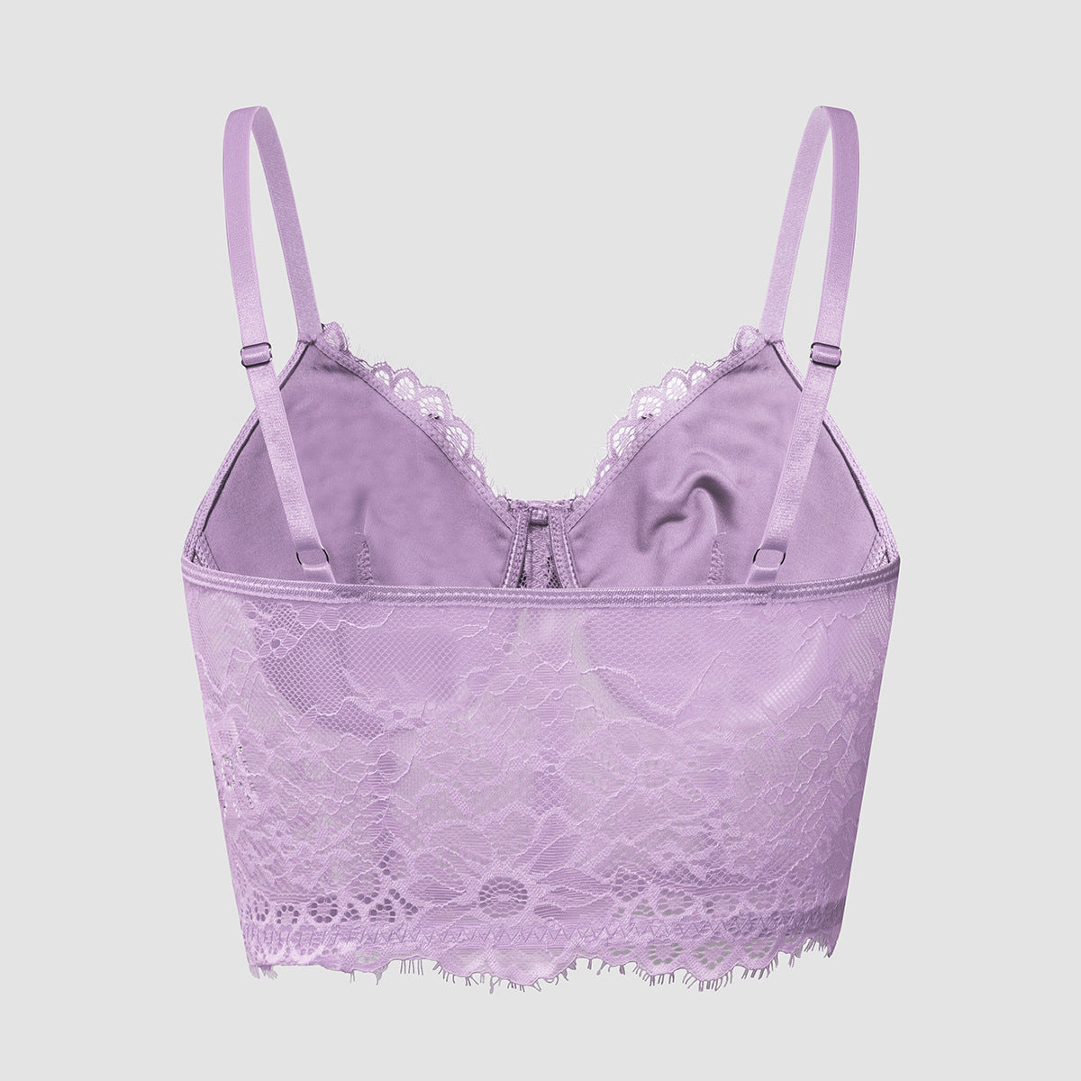 Eyelash Lace Bustier Corset Crop Top - Purple - 11
