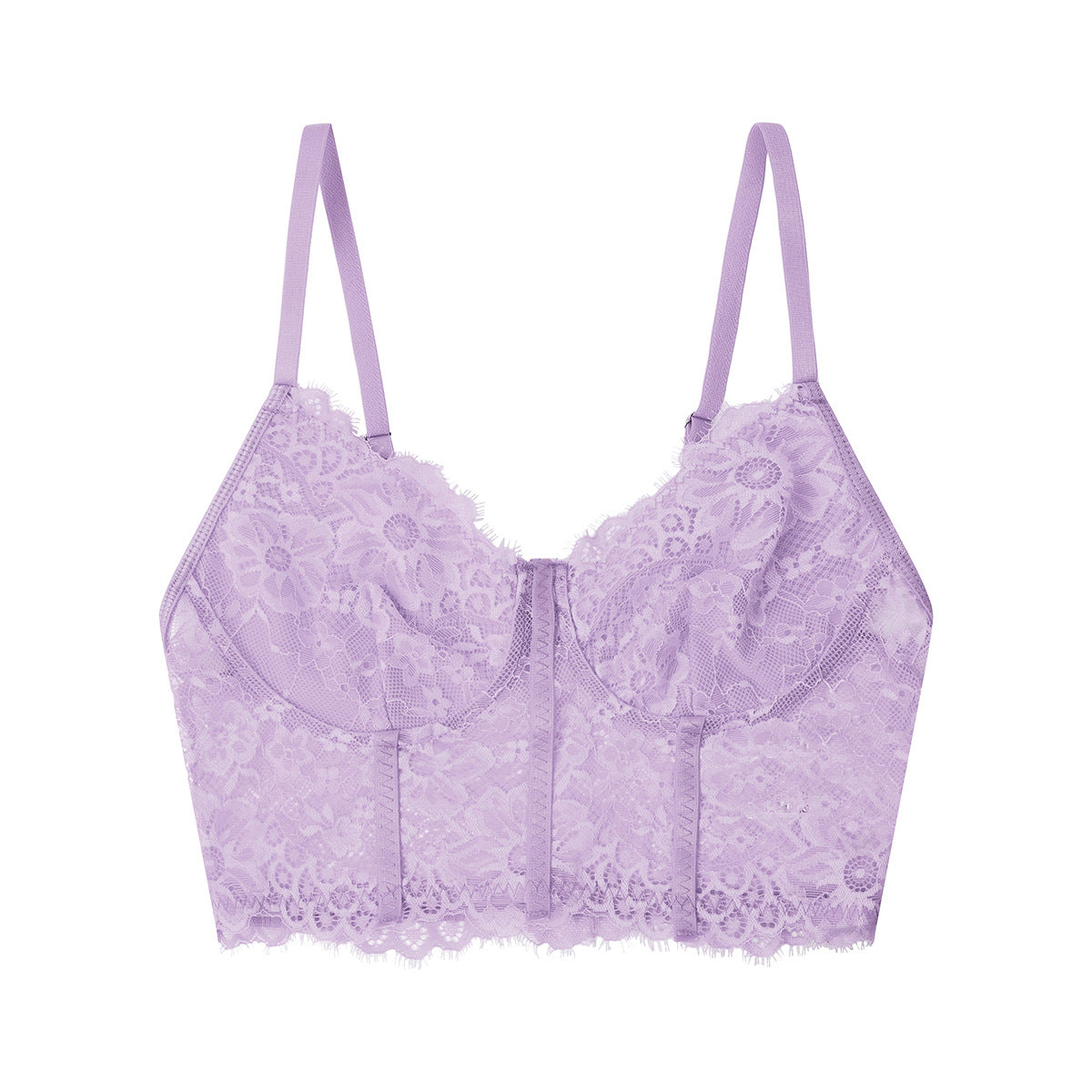Eyelash Lace Bustier Corset Crop Top - Purple - 3