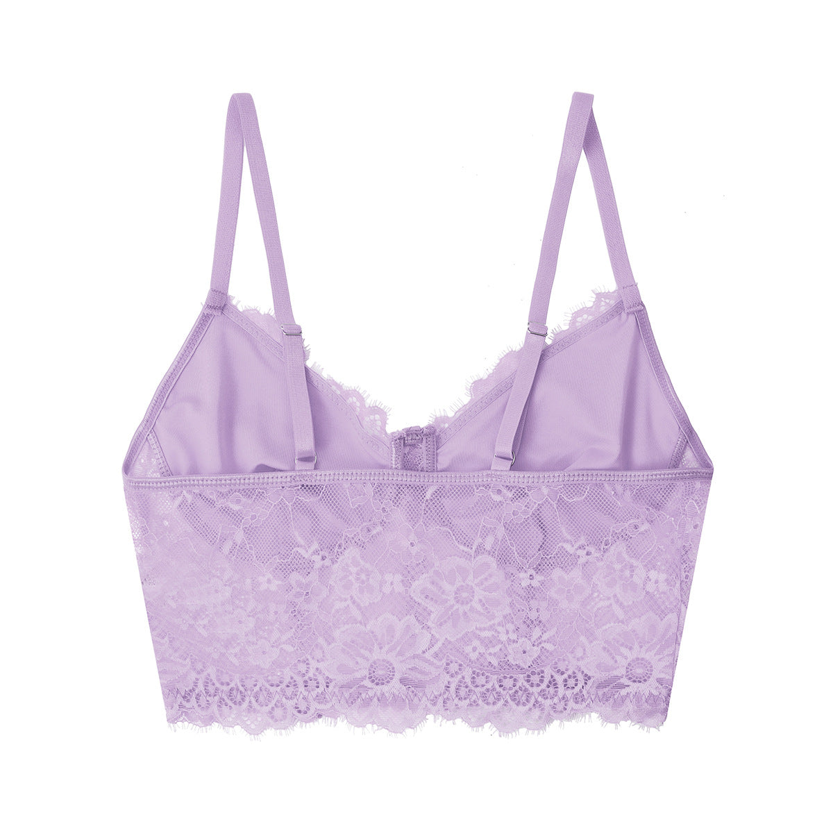 Eyelash Lace Bustier Corset Crop Top - Purple - 4