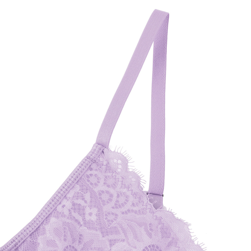 Eyelash Lace Bustier Corset Crop Top - Purple - 5