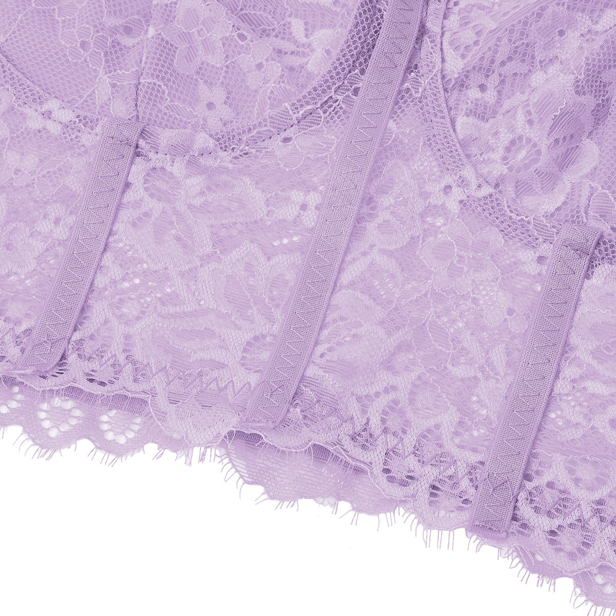 Eyelash Lace Bustier Corset Crop Top - Purple - 7