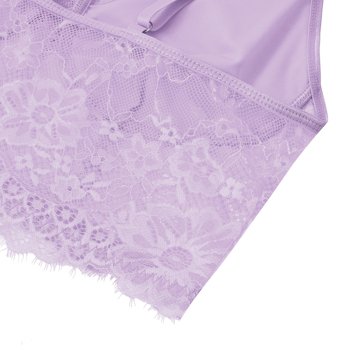Eyelash Lace Bustier Corset Crop Top - Purple - 9