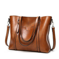 Oversized Faux Leather Tote with Crossbody Strap - Cognac