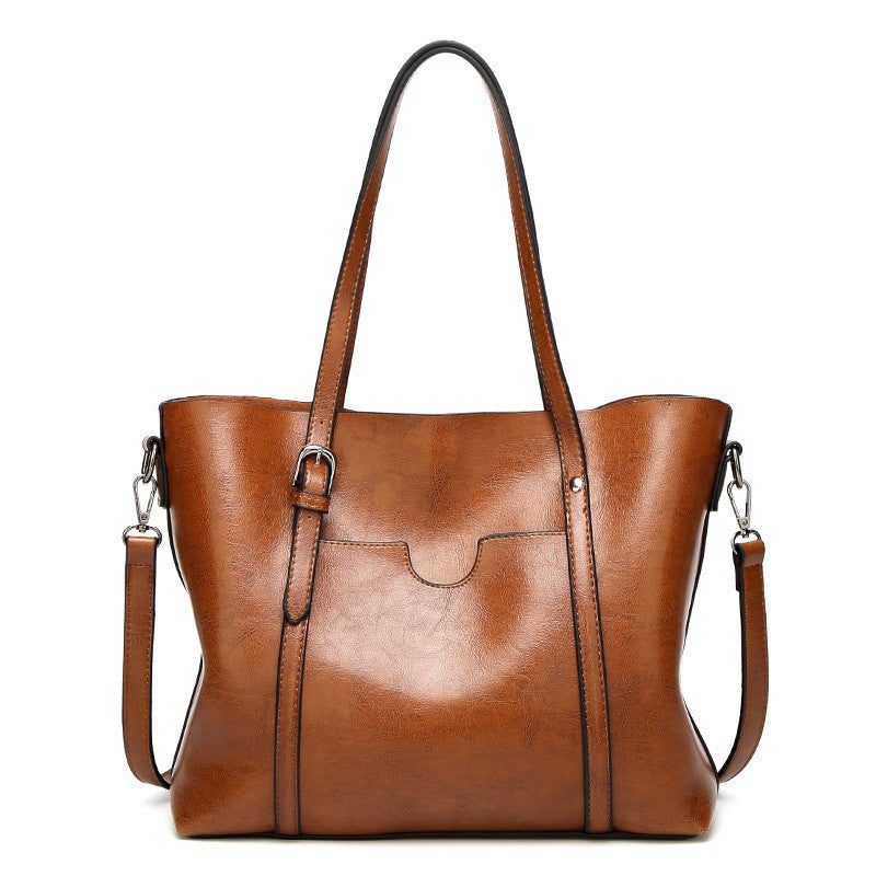 Oversized Faux Leather Tote with Crossbody Strap