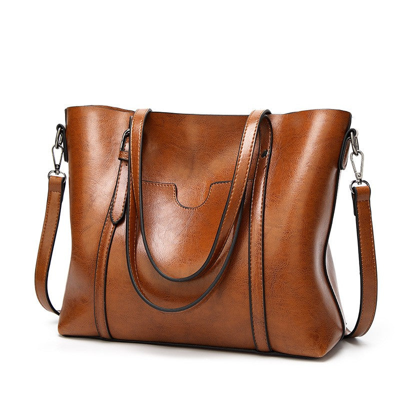 Oversized Faux Leather Tote with Crossbody Strap