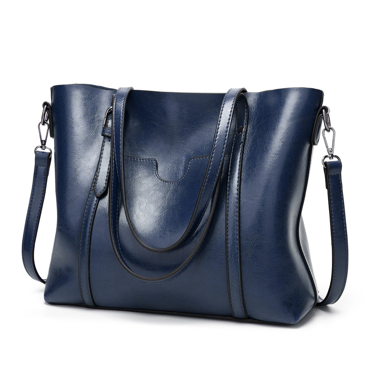 Oversized Faux Leather Tote with Crossbody Strap