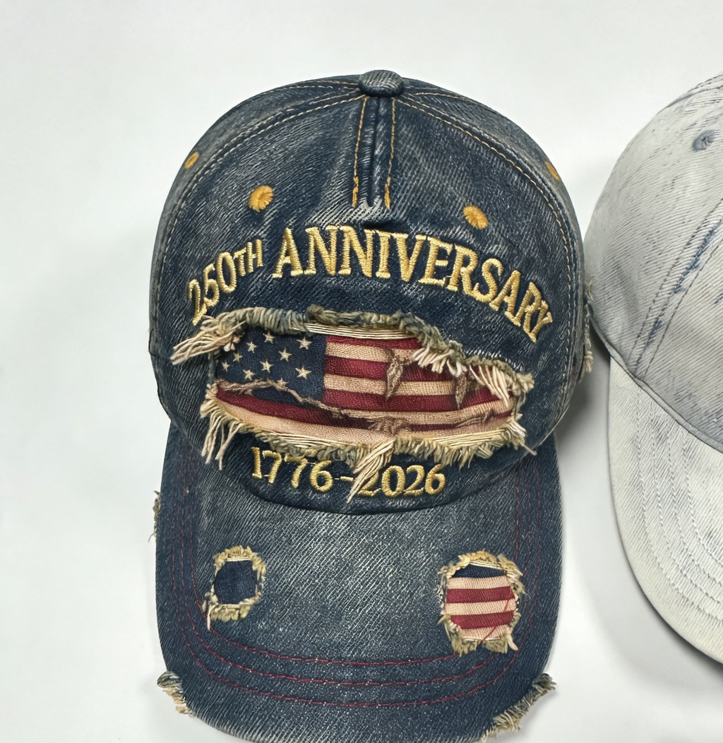 Distressed Washed Patriotic Eagle Baseball Cap - Flag