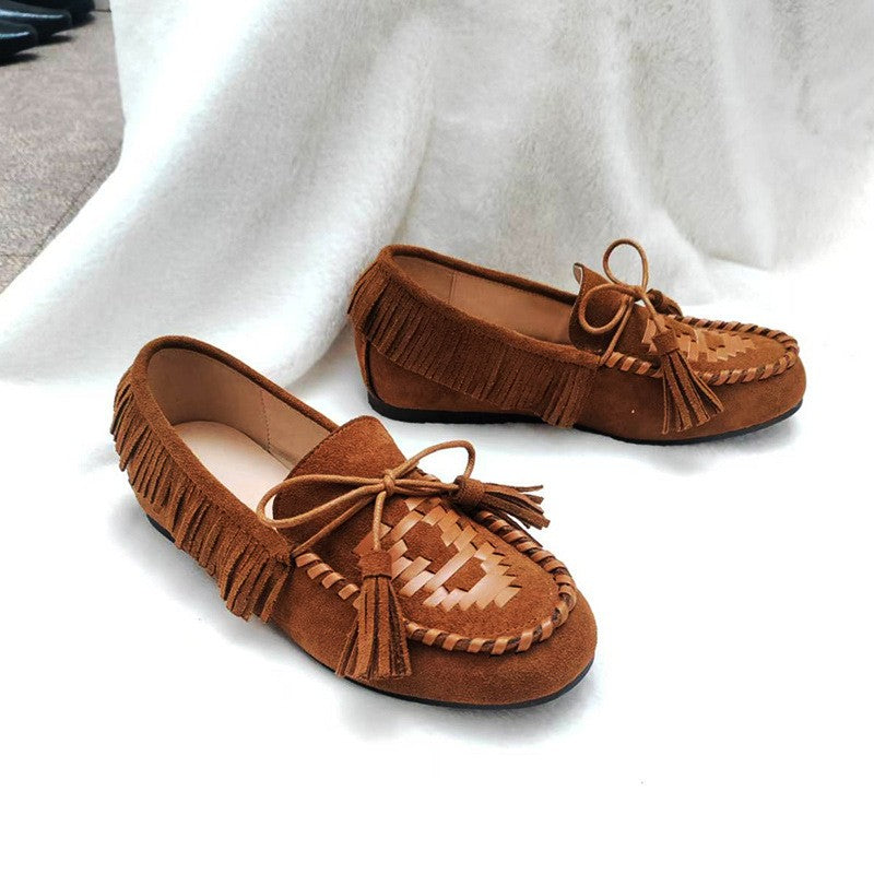 Fringe Tassel Suede Moccasin Loafers