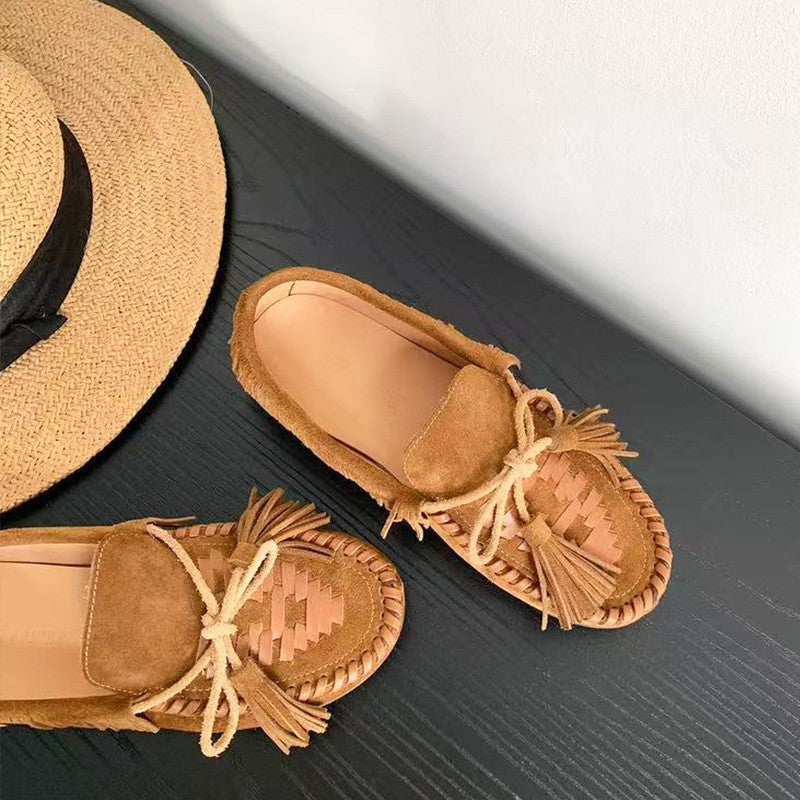 Fringe Tassel Suede Moccasin Loafers