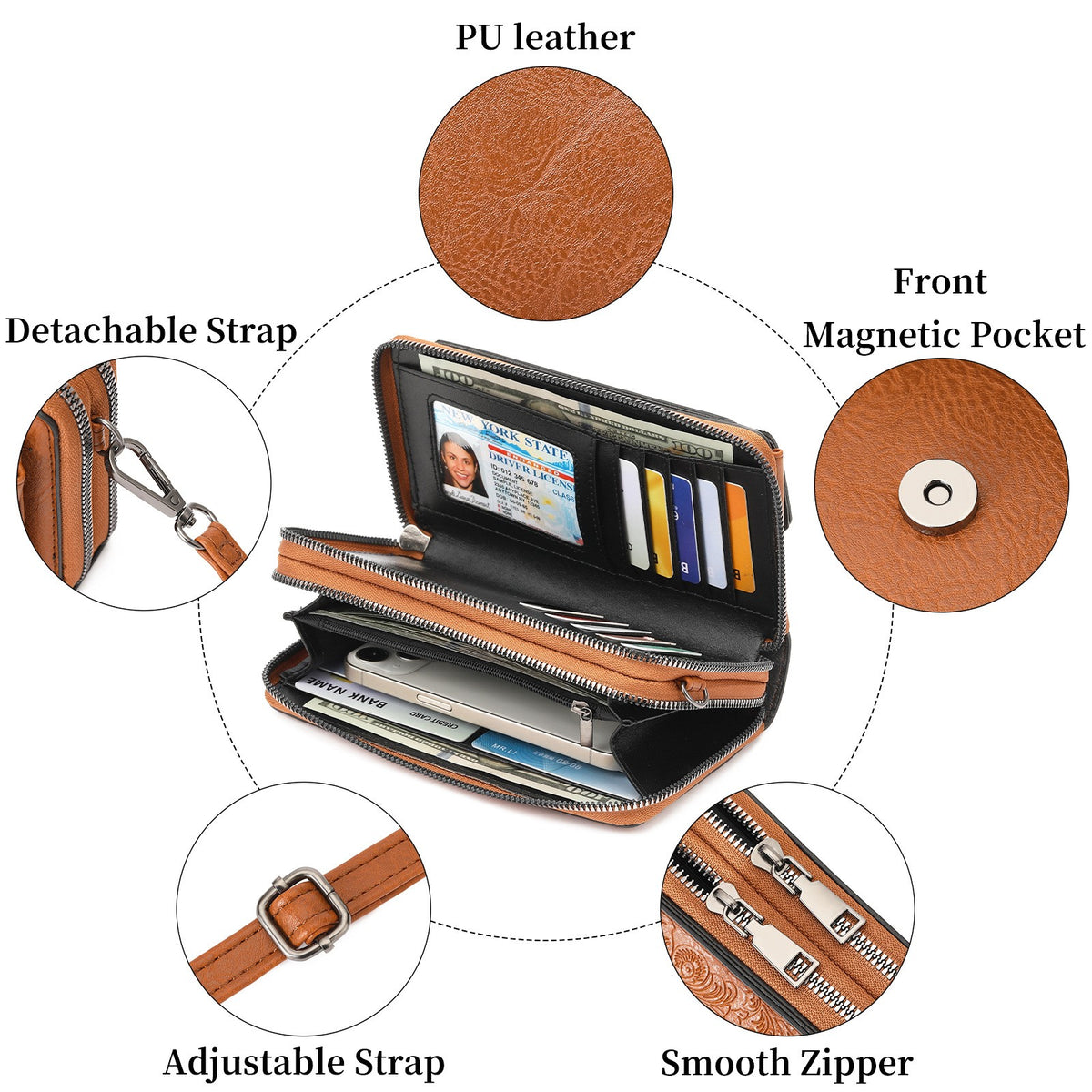 Western Embossed Studded Crossbody Wallet Bag