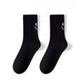 Smiley Face Ribbed Crew Socks - Black