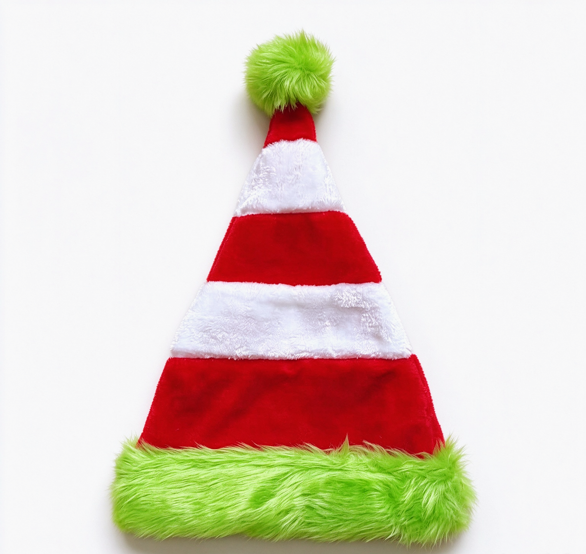 Fuzzy Trim Santa Beanie with Pom Pom Tail - GRed - 3