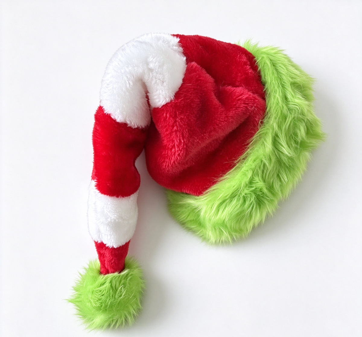 Fuzzy Trim Santa Beanie with Pom Pom Tail - GRed - 4
