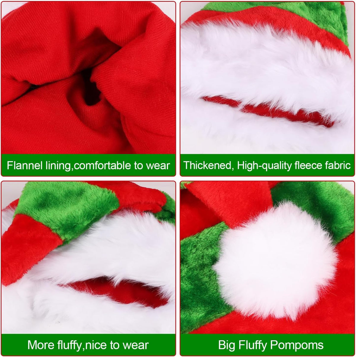 Fuzzy Trim Santa Beanie with Pom Pom Tail - WGRed - 1