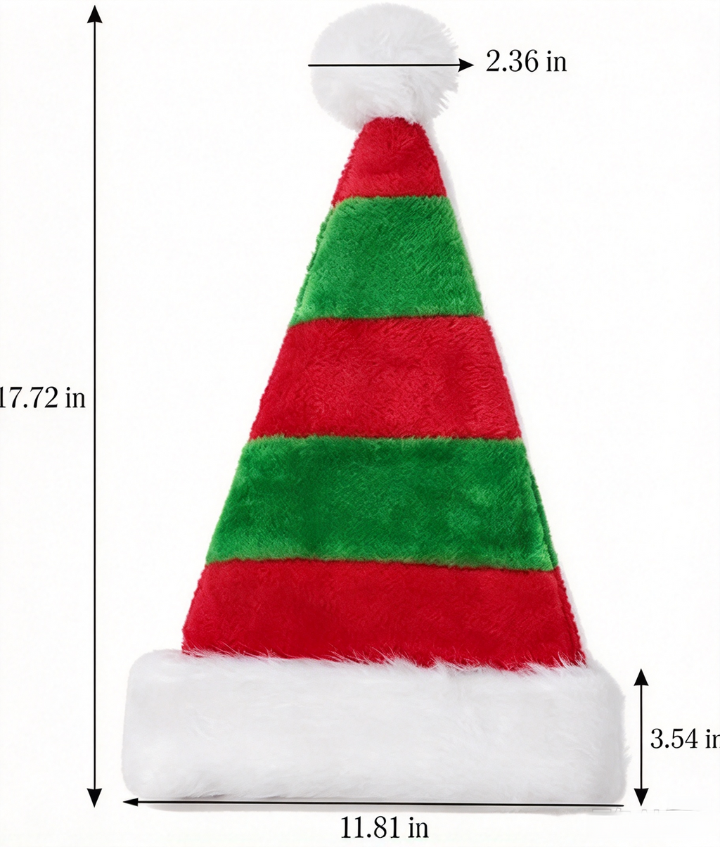 Fuzzy Trim Santa Beanie with Pom Pom Tail - WGRed - 2