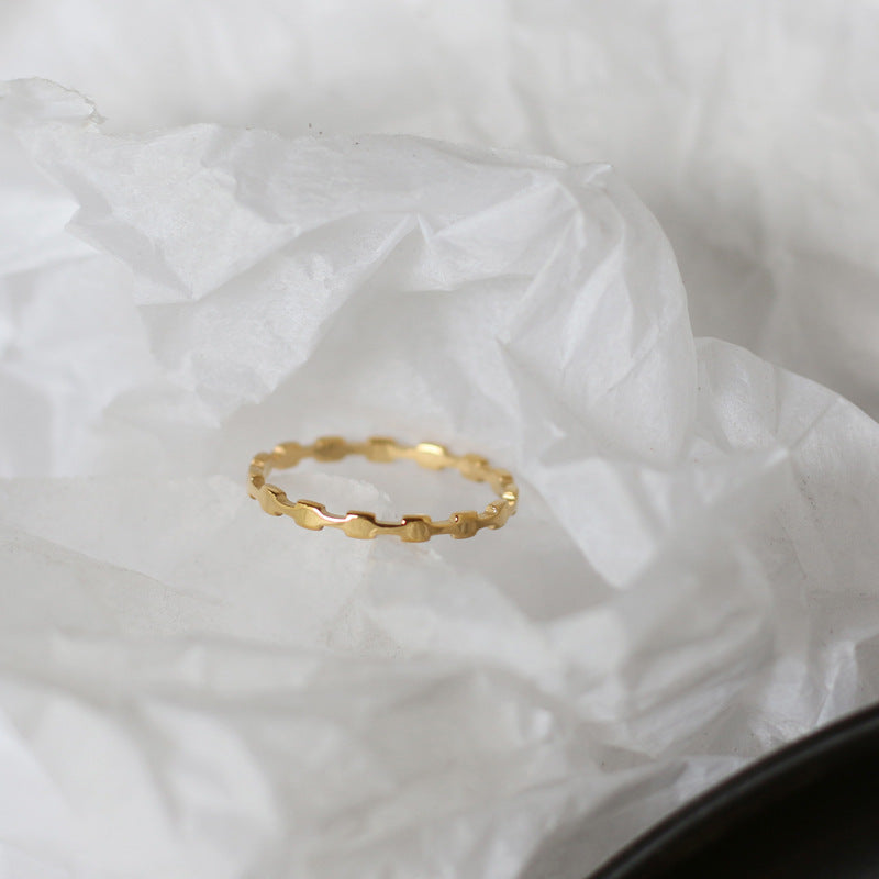 Cut Out Chain Link Stacking Ring - Gold-2