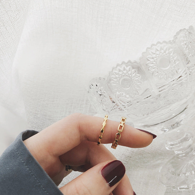 Cut Out Chain Link Stacking Ring - Gold-2 - 1