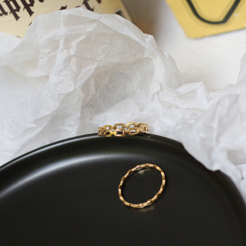 Cut Out Chain Link Stacking Ring - Gold-2 - 3