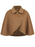 Wrap Front Cropped Collared Capelet - Khaki