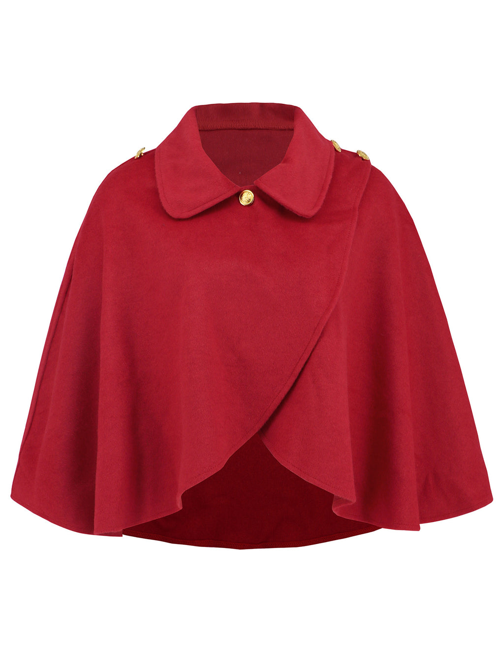 Wrap Front Cropped Collared Capelet - Red - 1