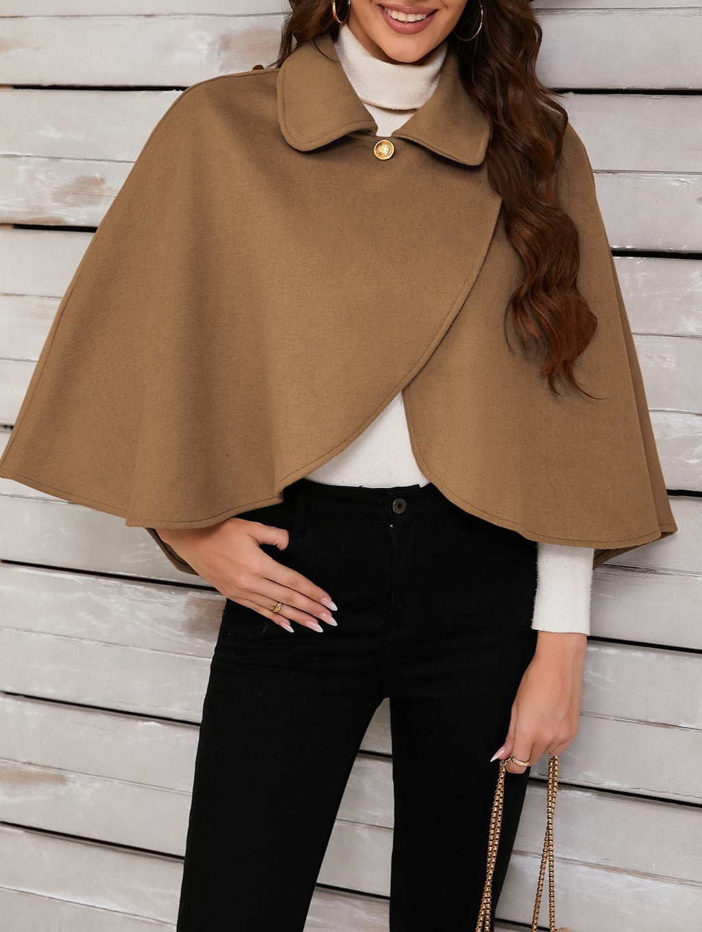Wrap Front Cropped Collared Capelet