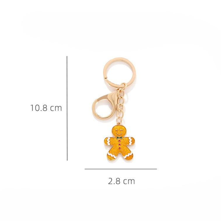 Gingerbread Man Charm Keychain - Gold