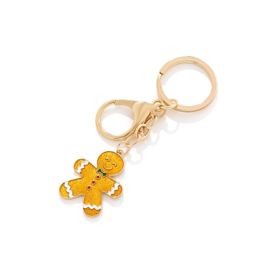Gingerbread Man Charm Keychain - Gold - 2