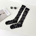 Sheer Floral Lace Knee High Socks - Black