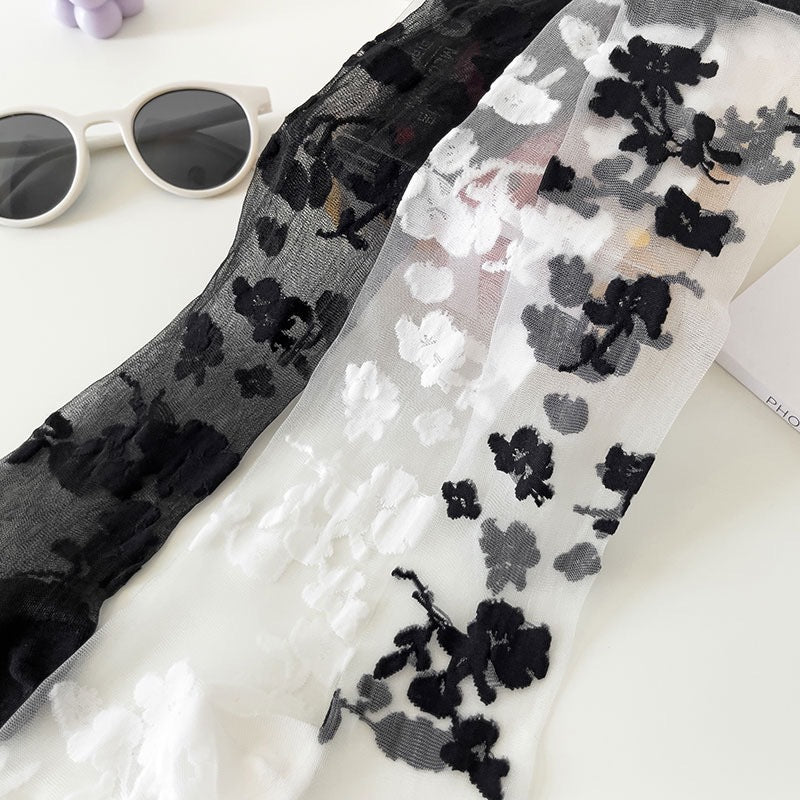 Sheer Floral Lace Knee High Socks - view 4
