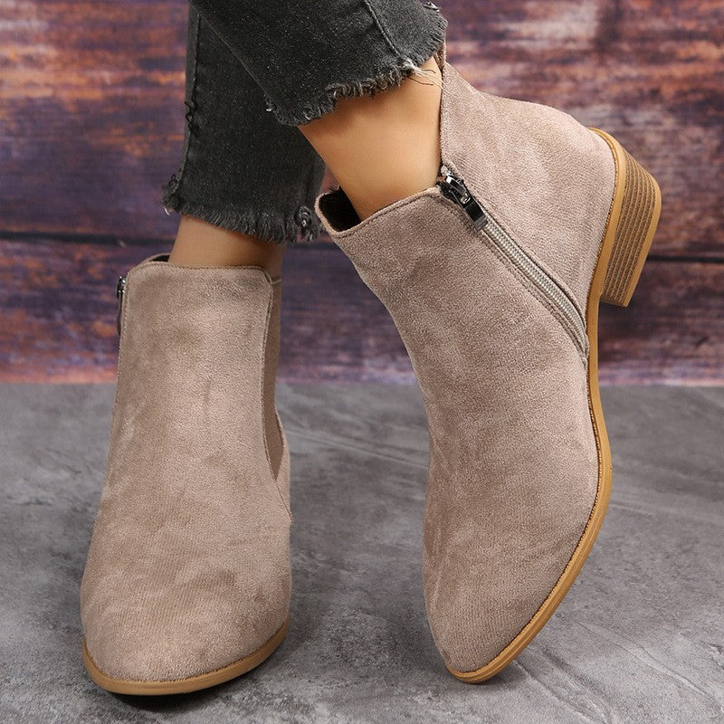 Pointed Toe Chelsea Ankle Boots with Side Zip