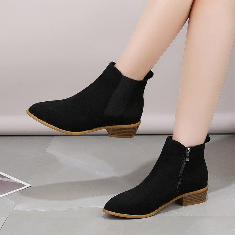 Pointed Toe Chelsea Ankle Boots with Side Zip