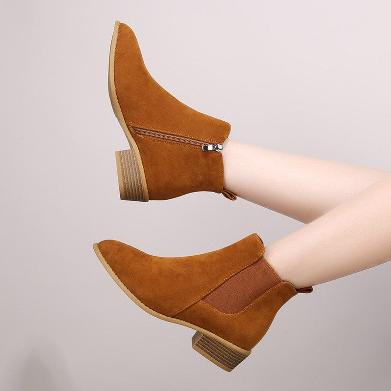 Pointed Toe Chelsea Ankle Boots with Side Zip