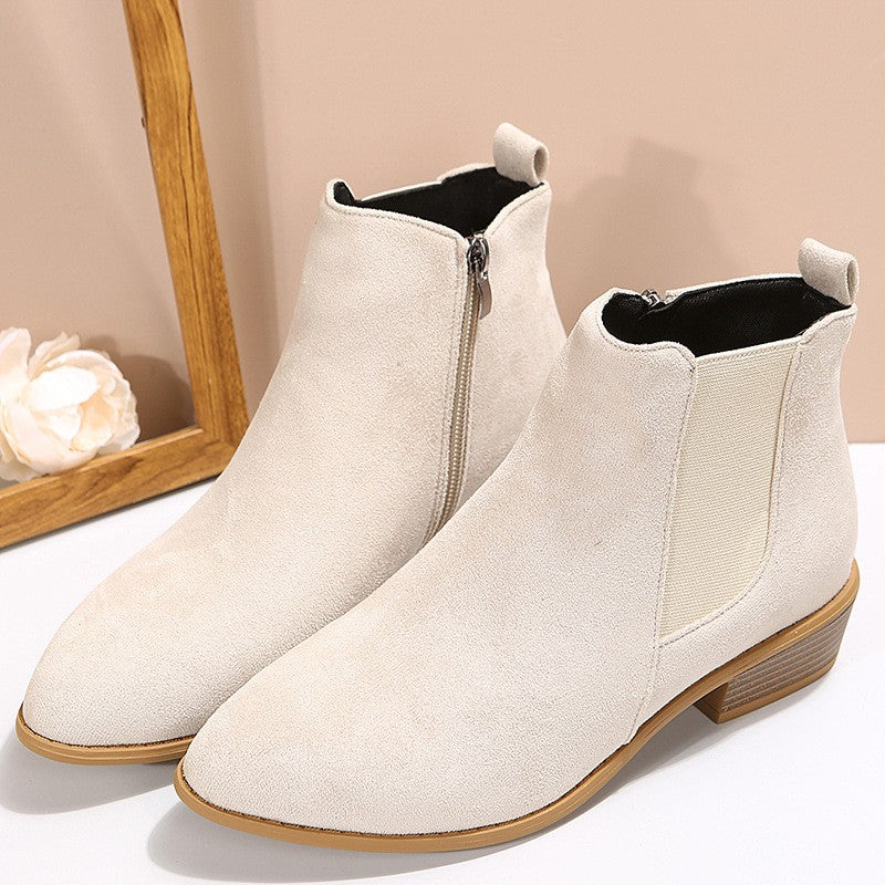 Pointed Toe Chelsea Ankle Boots with Side Zip