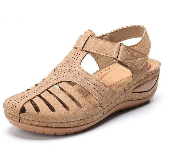 Vintage Cutout Fisherman Wedge Sandals - OffWhite