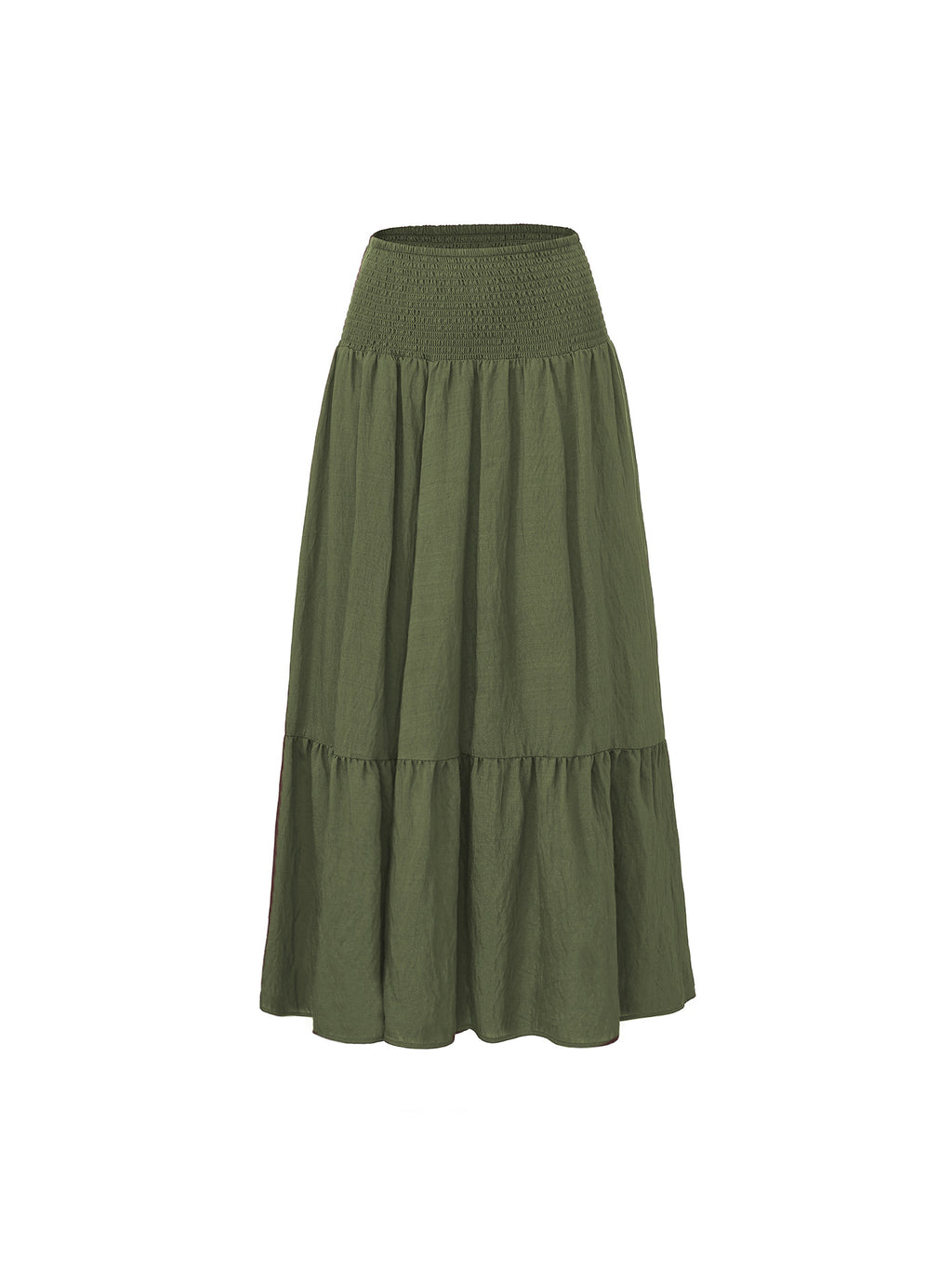 Boho Tiered Elastic Waist Maxi Skirt - Green