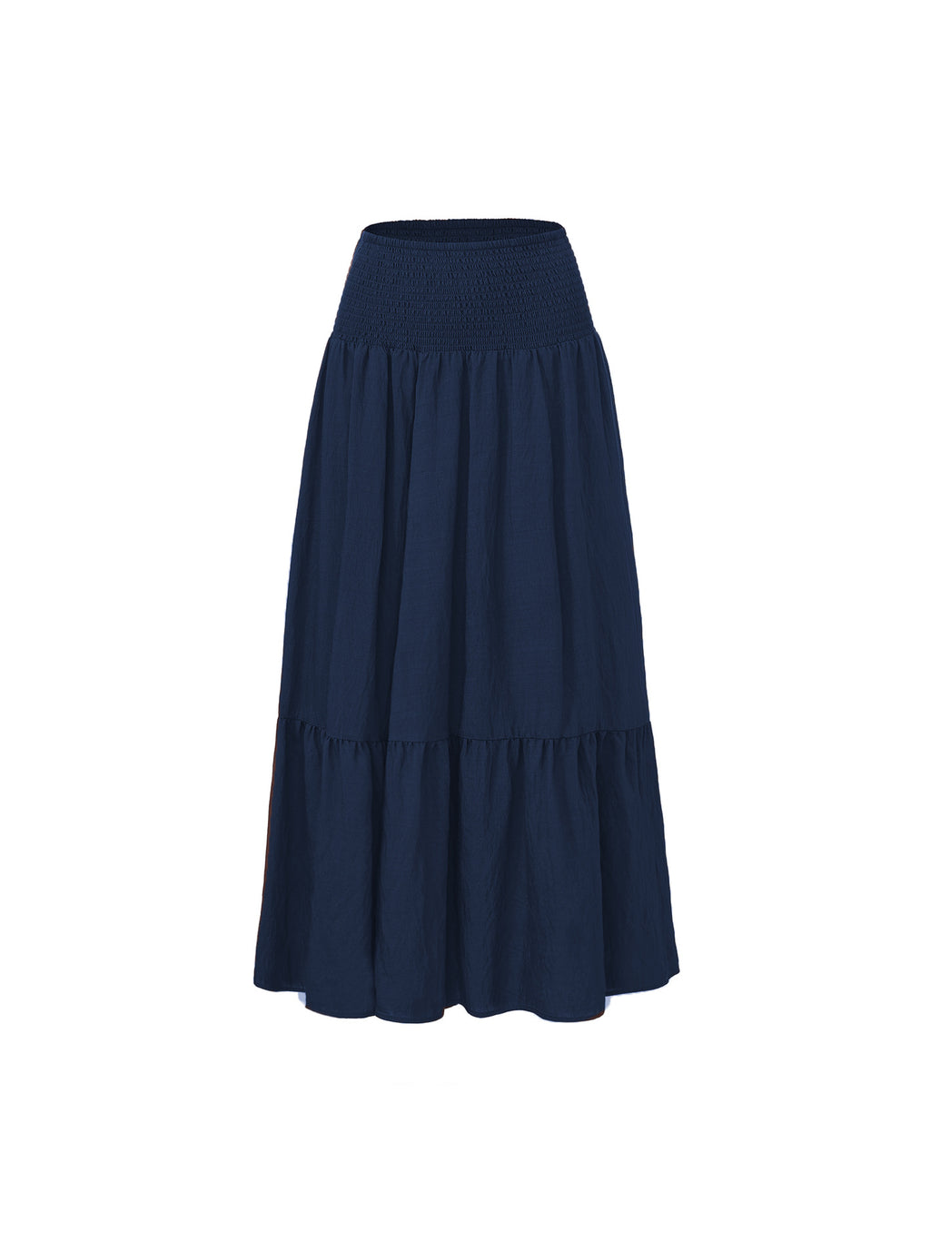 Boho Tiered Elastic Waist Maxi Skirt - Navyblue