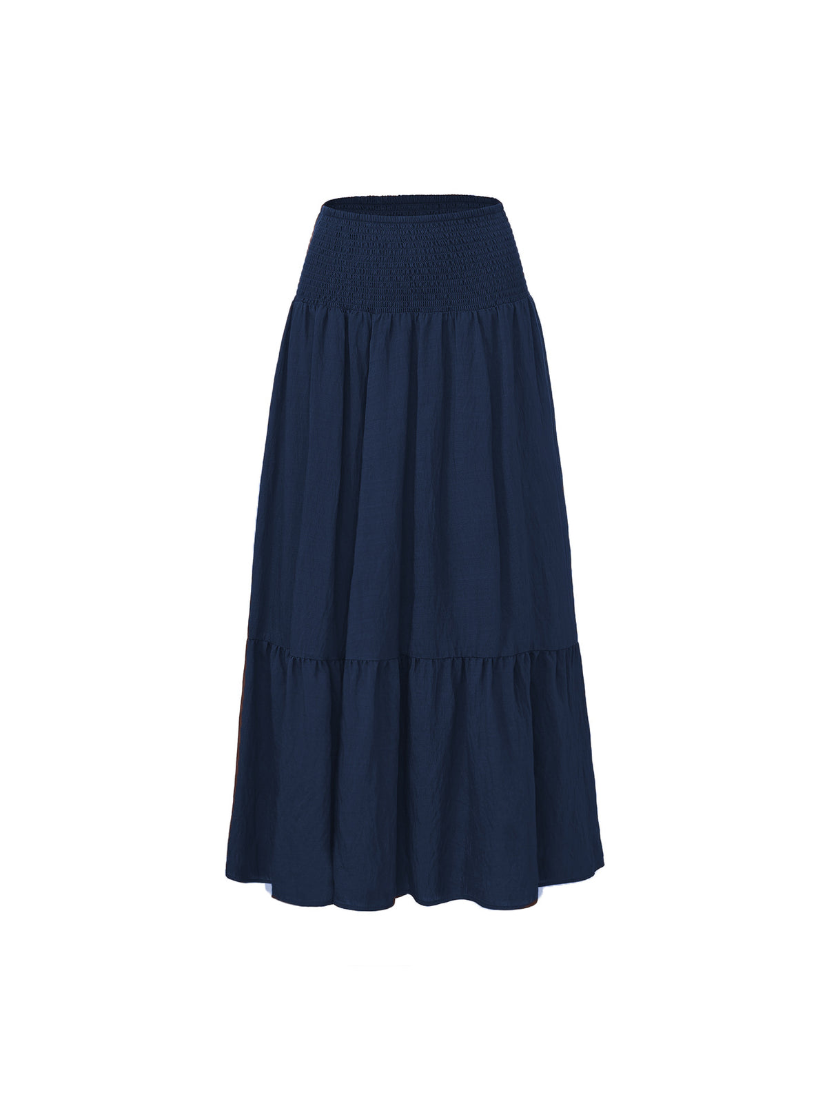 Boho Tiered Elastic Waist Maxi Skirt - Navyblue