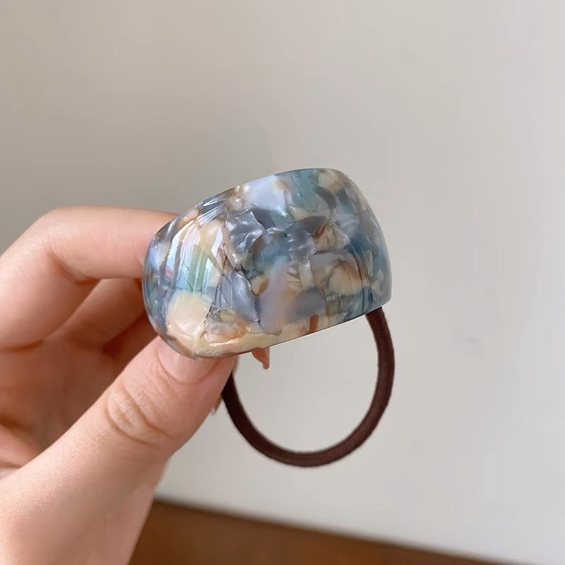 Curved Acetate Ponytail Cuff Hair Tie - Blue