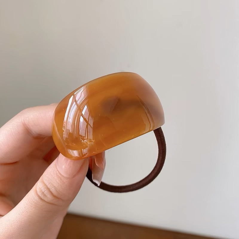 Curved Acetate Ponytail Cuff Hair Tie - Caramel