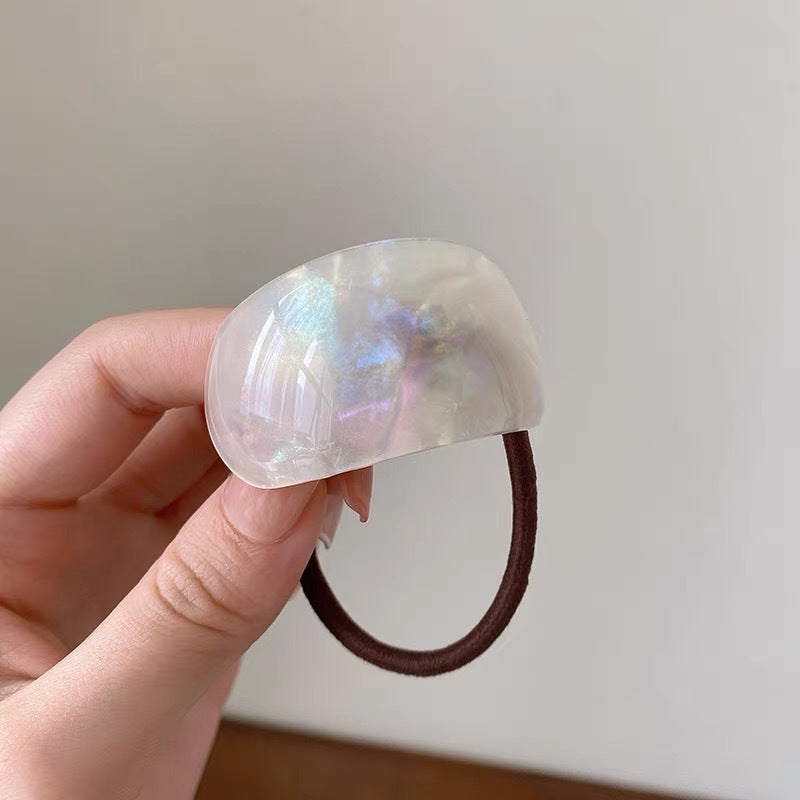 Curved Acetate Ponytail Cuff Hair Tie - White