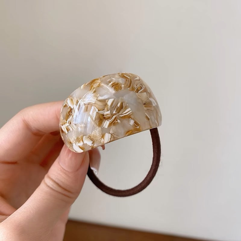 Curved Acetate Ponytail Cuff Hair Tie - Yellow